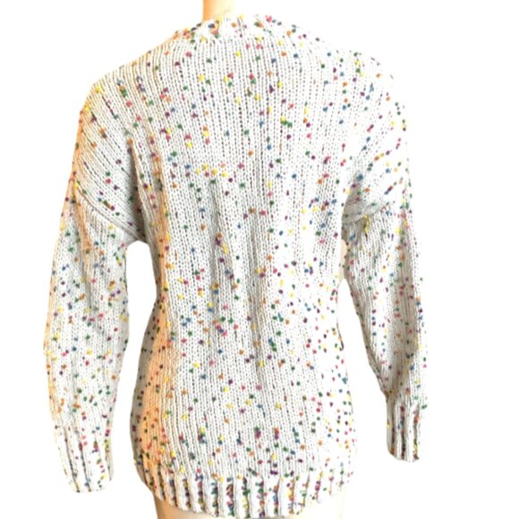 Seven7 Slouchy Chunky Knit Sweater Sz S Multicolor Confetti Pom Poms 193K - Picture 5 of 9